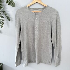 Saturdays Surf NYC Mens Gray Gorpcore Waffle Knit Long Sleeve Henley Shirt S